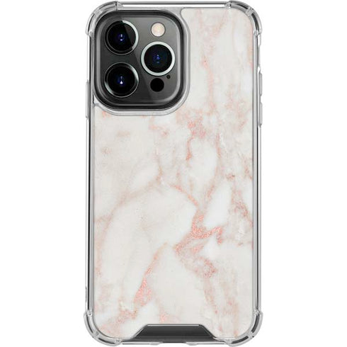 Rose Gold Marble iPhone 14 Pro Clear Case